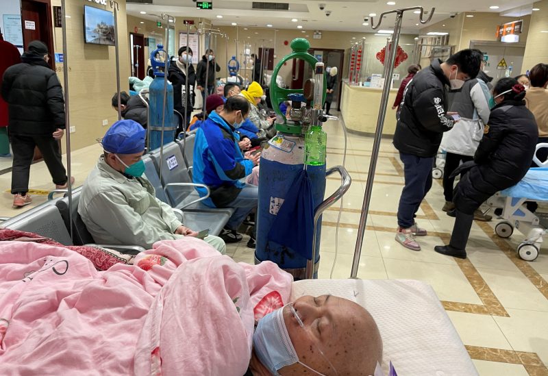 A patient lies on a bed at the emergency department of a hospital, amid the coronavirus disease (COVID-19) outbreak in Shanghai, China January 17, 2023. REUTERS/Staff