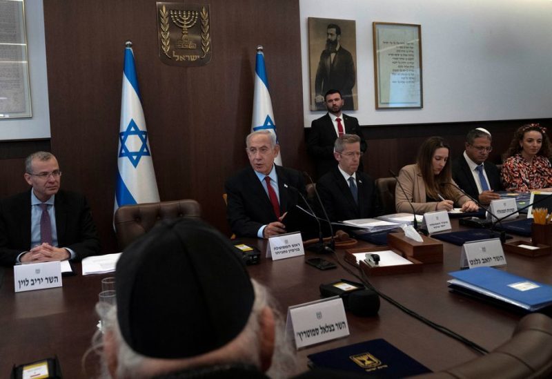 Israeli Prime Minister Benjamin Netanyahu chairs the weekly cabinet meeting in Jerusalem, January 22, 2023. Maya Alleruzzo/Pool via REUTERS