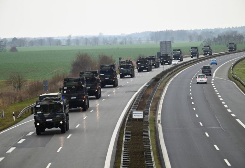 A view of a part of the convoy as the mobile defence surface-to-air missile systems, Patriot, are transported to Poland, near Gnoien, Germany, January 23, 2023. REUTERS