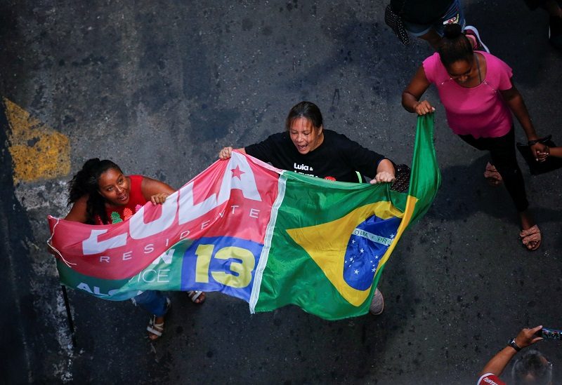 Pro-democracy demonstrators march after thousands of supporters of far-right former President Jair Bolsonaro stormed Brazil's Congress, the Supreme Court and the presidential palace, in Porto Alegre, Brazil January 9, 2023. REUTERS/Diego Vara