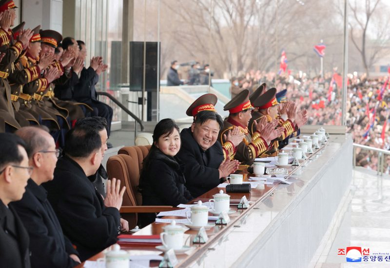 North Korean leader Kim Jong Un reacts as he watches sport games in Pyongyang, North Korea, in this photo released on February 17, 2023 by North Korea's Korean Central News Agency (KCNA). KCNA via REUTERS