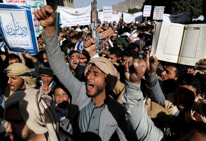 Houthi supporters rally to denounce the burning of a copy of the holy Koran during Sweden protests, in Sanaa, Yemen January 23, 2023. REUTERS/Khaled Abdullah/File Photo