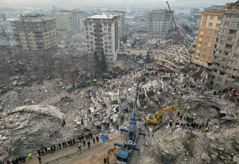 A view of the damage as the search for survivors continues, in the aftermath of a deadly earthquake in Kahramanmaras, Turkey February 10, 2023. REUTERS/Stoyan Nenov