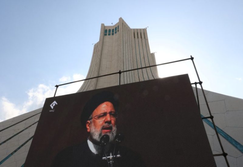 Iranian president Ebrahim Raisi is seen on a display during the 44th anniversary of the Islamic Revolution in Tehran, Iran, February 11, 2023. Majid Asgaripour/WANA (West Asia News Agency) via REUTERS