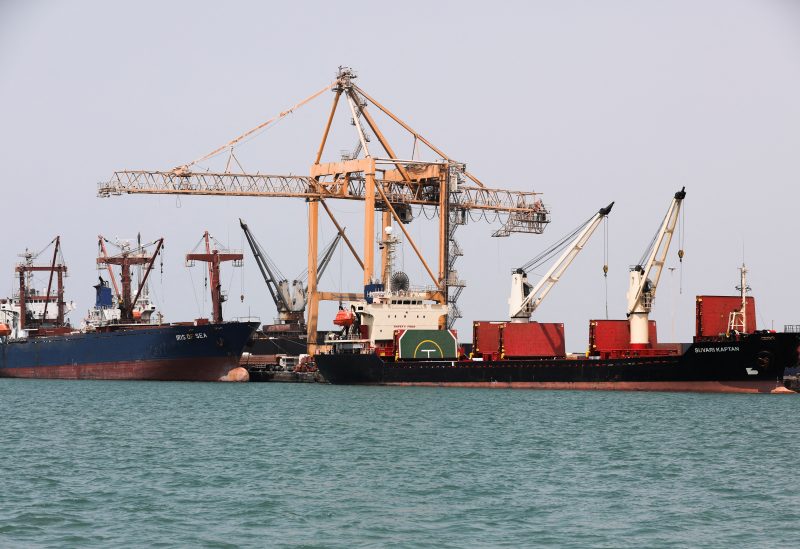 Commercial ships are docked at the Houthi-held Red Sea port of Hodeidah, Yemen February 25, 2023. REUTERS/Khaled Abdullah