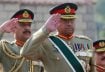 Pakistan's General Pervez Musharraf salutes during the playing of Pakistan's national anthem at the Joint Staff Headquarters in Rawalpindi November 27, 2007. REUTERS