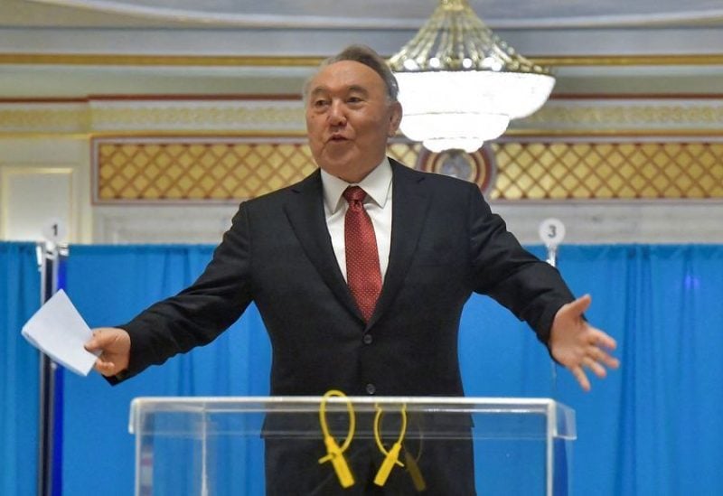 Kazakh former President Nursultan Nazarbayev speaks before casting his ballot at a polling station during presidential elections in Astana, Kazakhstan, November 20, 2022. REUTERS/Turar Kazangapov