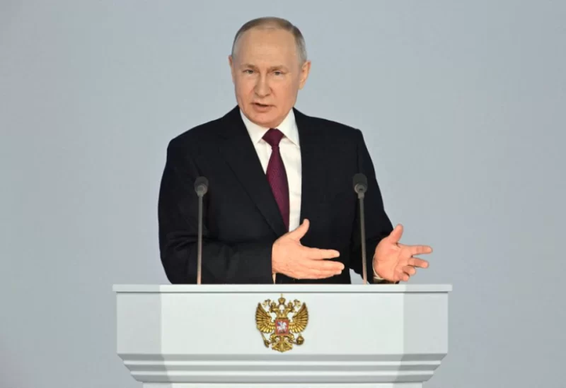 Russian President Vladimir Putin delivers his annual address to the Federal Assembly in Moscow, Russia February 21, 2023. Sputnik/Pavel Bednyakov/Kremlin via REUTERS