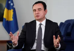 Kosovo's Prime Minister Albin Kurti speaks during an interview with Reuters at his office in Pristina, Kosovo August 10, 2022. REUTERS