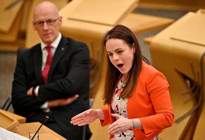 Scotland's Finance Secretary Kate Forbes presents the 2022 Scottish Budget at Scottish Parliament Building, in Edinburgh, Britain December 9, 2021. Jeff J Mitchell/Pool via REUTERS