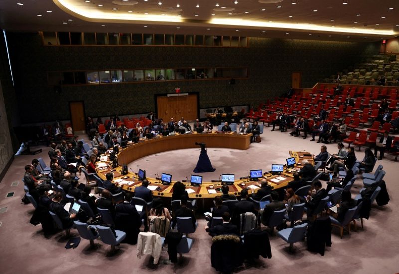 The United Nations Security Council meets to discuss the issue of Israeli settlement activities in the occupied Palestinian territory at U.N. headquarters in New York City, New York, U.S., February 20, 2023. REUTERS/Mike Segar