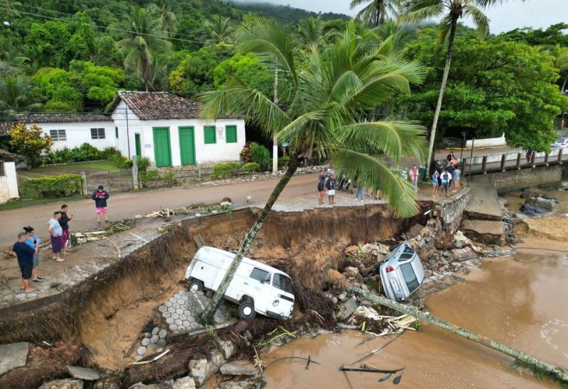 A view shows the damage caused by severe rainfall in Ilhabela, Brazil, February 19, 2023, in this picture obtained from social media. Tribuna do Povo/Caio Gomes/via REUTERS