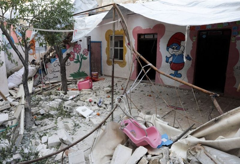 A general view shows the damage at kawkab al-Tofoula (Children's Planet) nursery, in the aftermath of an earthquake, in rebel-held town of Jandaris, Syria February 12, 2023. REUTERS