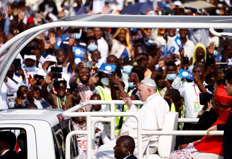 Pope Francis celebrates a holy mass at Ndolo Airport during his apostolic journey, in Kinshasa, Democratic Republic of the Congo, February 1, 2023. REUTERS/Yara Nardi