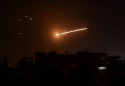 A handout picture released by SANA reportedly shows Syrian air defense intercepting an Israeli missile over Damascus. AFP file photo