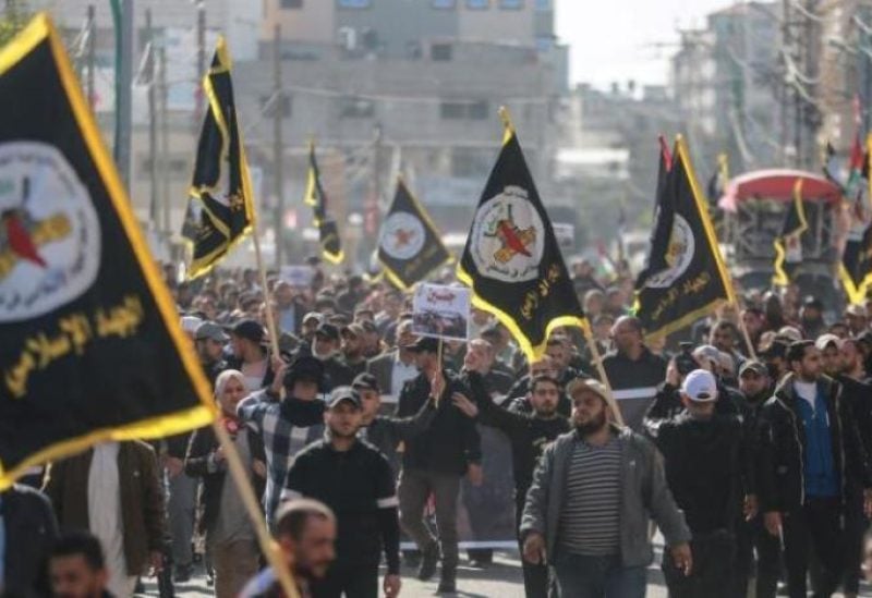 People rally in Gaza raising Islamic Jihad flags. DPA file photo
