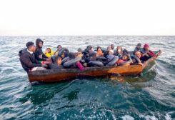 African migrants at sea in the Mediterranean. (AFP)