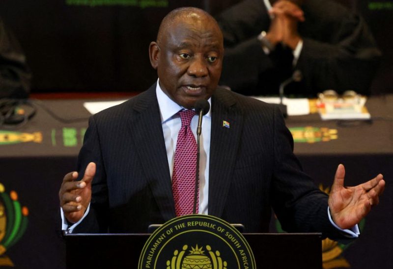 South African President Cyril Ramaphosa responds to a parliamentary debate on his state of the nation address in Cape Town, South Africa, February 16, 2023. REUTERS/Esa Alexander