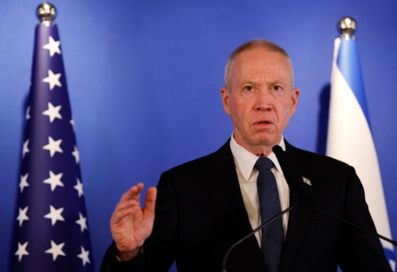 Israeli Defence Minister Yoav Gallant attends a news conference with U.S. Secretary of Defense Lloyd Austin at Ben Gurion Airport in Lod, Israel, March 9, 2023. REUTERS/Amir Cohen