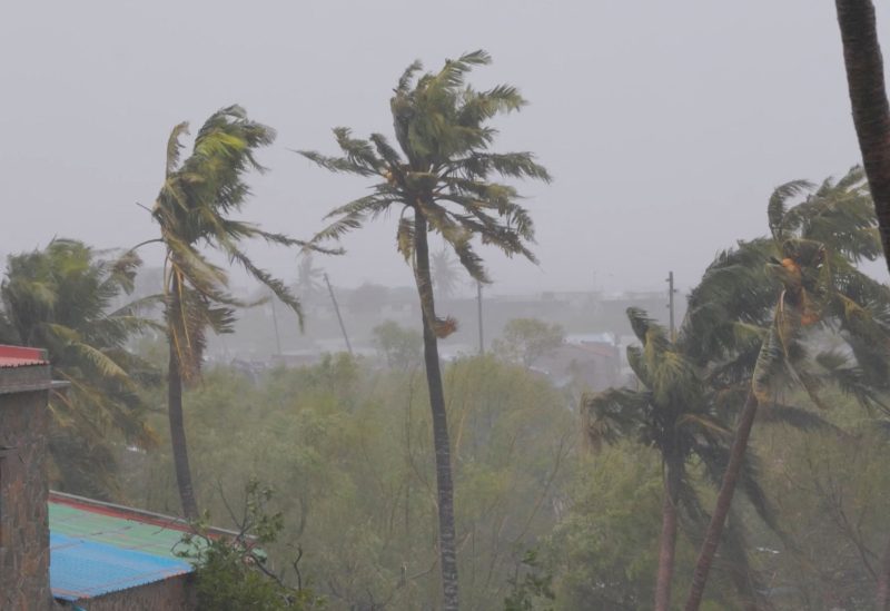Branches of trees sway as cyclone Freddy hits, in Quelimane, Zambezia, Mozambique, March 12, 2023, in this screen grab taken from a handout video. UNICEF Mozambique/2023/Alfredo Zuniga/Handout via REUTERS