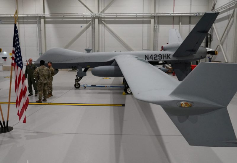 A U.S. Air Force MQ-9 Reaper drone sits in a hanger at Amari Air Base, Estonia, July 1, 2020. U.S. unmanned aircraft are deployed in Estonia to support NATO's intelligence gathering missions in the Baltics. REUTERS/Janis Laizans