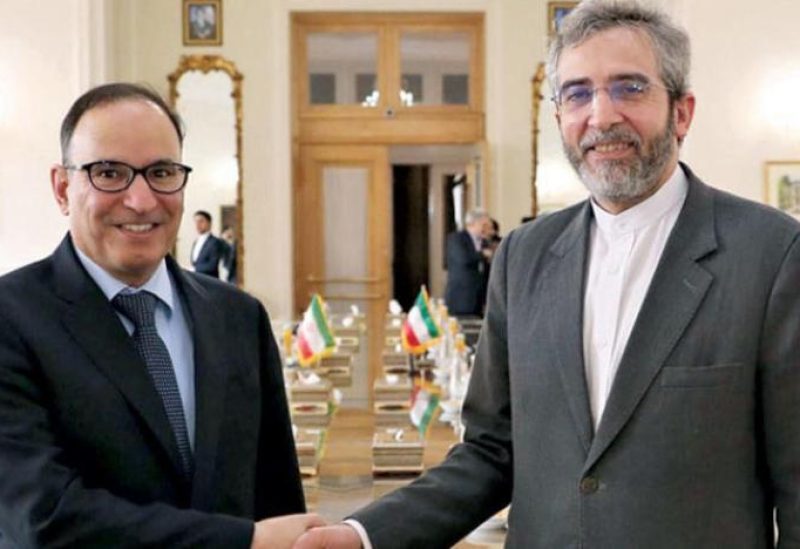 Kuwait’s Deputy Foreign Minister Mansour Al-Otaibi and his Iranian counterpart Dr. Ali Bagheri in Tehran on Monday (KUNA)