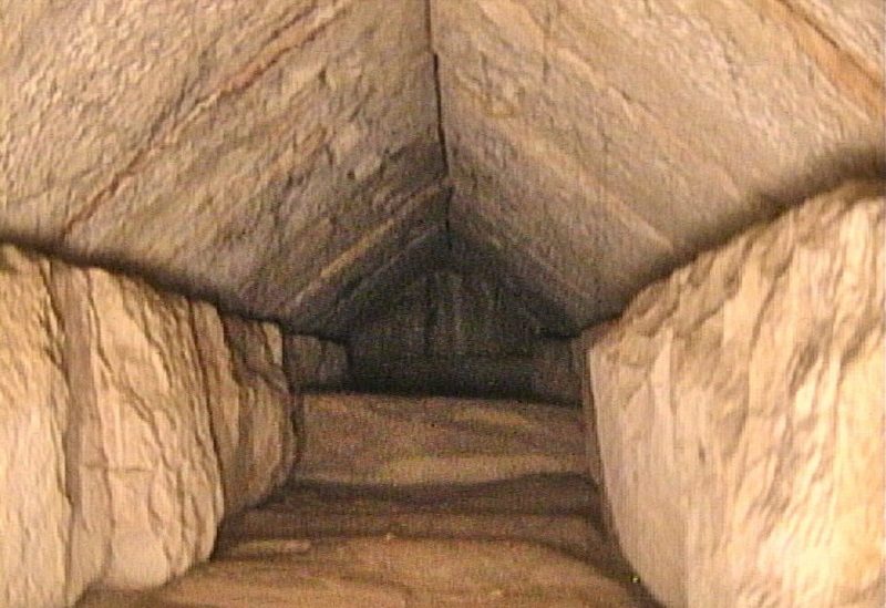 A hidden corridor inside the Great Pyramid of Giza that was discovered by researches from the the Scan Pyramids project by the Egyptian Tourism Ministry of Antiquities is seen in Giza, Egypt March 2, 2023. The Egyptian Ministry of Antiquities/Handout via REUTERS ATTENTION EDITORS - THIS IMAGE HAS BEEN SUPPLIED BY A THIRD PARTY MANDATORY CREDIT