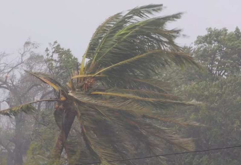 Branches of trees sway as cyclone Freddy hits, in Quelimane, Zambezia, Mozambique, March 12, 2023, in this screen grab taken from a handout video. UNICEF Mozambique