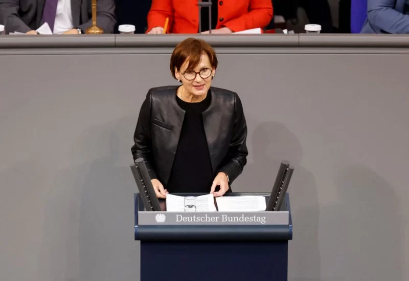 German Minister of Education and Research Bettina Stark-Watzinger delivers a speech during a session at the plenary hall of the German lower house of the Parliament or the Bundestag in Berlin, Germany December 1, 2022. REUTERS