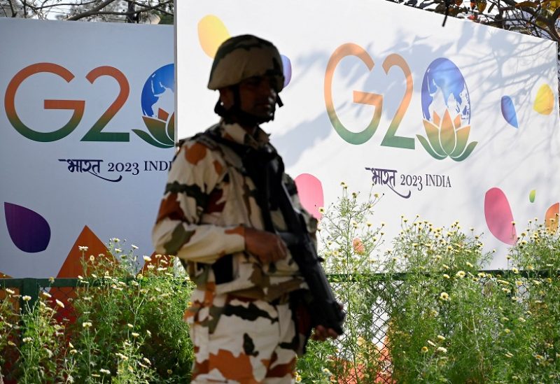 A member of India's military force stands guard at the G20 foreign ministers meeting in New Delhi, India March 2, 2023. Olivier Douliery/Pool via REUTERS