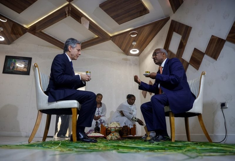 U.S. Secretary of State Antony Blinken meets Ethiopian Deputy Prime Minister and Foreign Minister Demeke Mekonnen in Addis Ababa, Ethiopia March 15, 2023. REUTERS/Tiksa Negeri/Pool