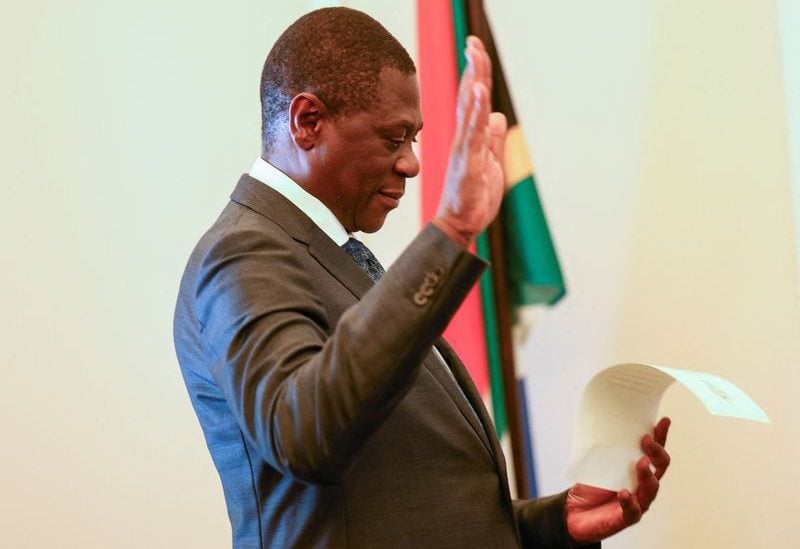 South Africa's new member of parliament, Paul Mashatile gestures during his sworn in ceremony following his election at the African National Congress national conference in December, as Mashatile is expected to become President Cyril Ramaphosa's second in command in Cape Town, South Africa, February 6, 2023. REUTERS/Esa Alexander