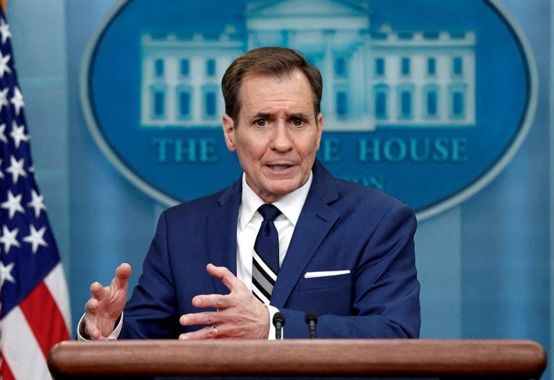 FILE PHOTO: White House national security spokesperson John Kirby answers questions during the daily press briefing at the White House in Washington, U.S., February 17, 2023. REUTERS/Evelyn Hockstein/File Photo