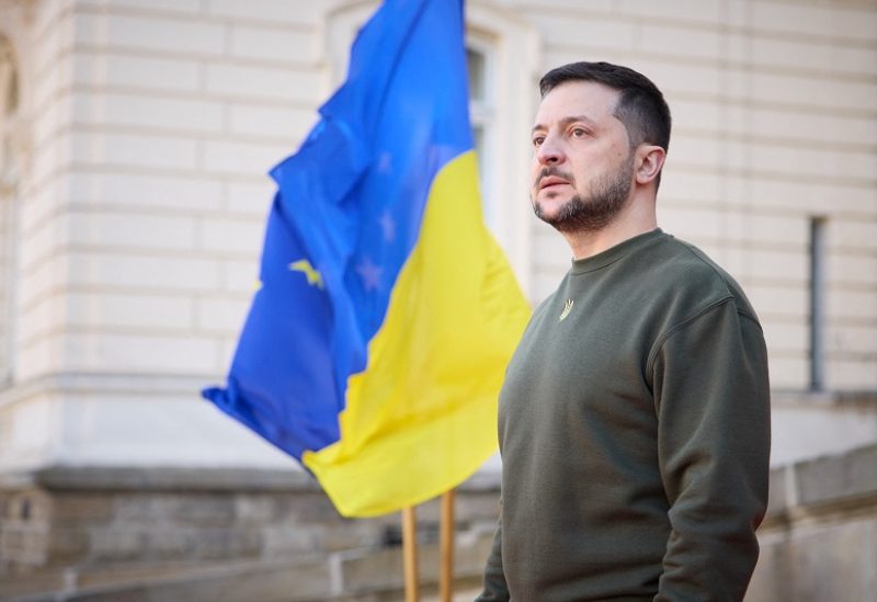 Ukraine's President Volodymyr Zelenskiy waits for European Parliament President Roberta Metsola, amid Russia's attack on Ukraine, in Lviv, Ukraine March 4, 2023. Ukrainian Presidential Press Service/Handout via REUTERS ATTENTION EDITORS - THIS IMAGE HAS BEEN SUPPLIED BY A THIRD PARTY.