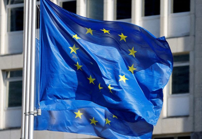 European Union flags fly outside the European Commission headquarters in Brussels, Belgium, March 1, 2023.REUTERS