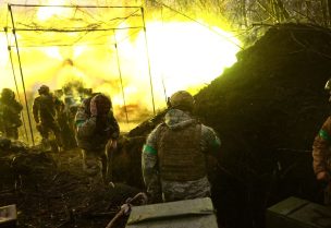 Ukrainian artillery fires towards the frontline during heavy fighting amid Russia's attack on Ukraine, near Bakhmut, Ukraine, April 13, 2023. REUTERS
