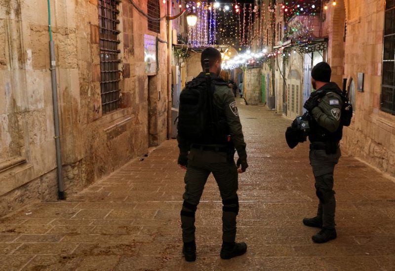 Israeli police stand guard near a security incident scene near Al-Aqsa compound also known to Jews as the Temple Mount, in Jerusalem's Old City, April 1, 2023. REUTERS