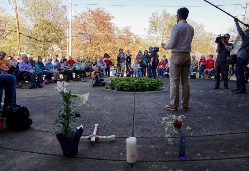 Community members attend a vigil at Crescent Hill Presbyterian Church following a mass shooting at Old National Bank in downtown Louisville, Kentucky, U.S. April, 10, 2023. REUTERS