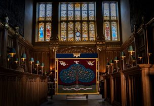 The anointing screen which will be used in the coronation of King Charles III, is pictured in the Chapel Royal at St James's Palace in London, Britain April 24, 2023