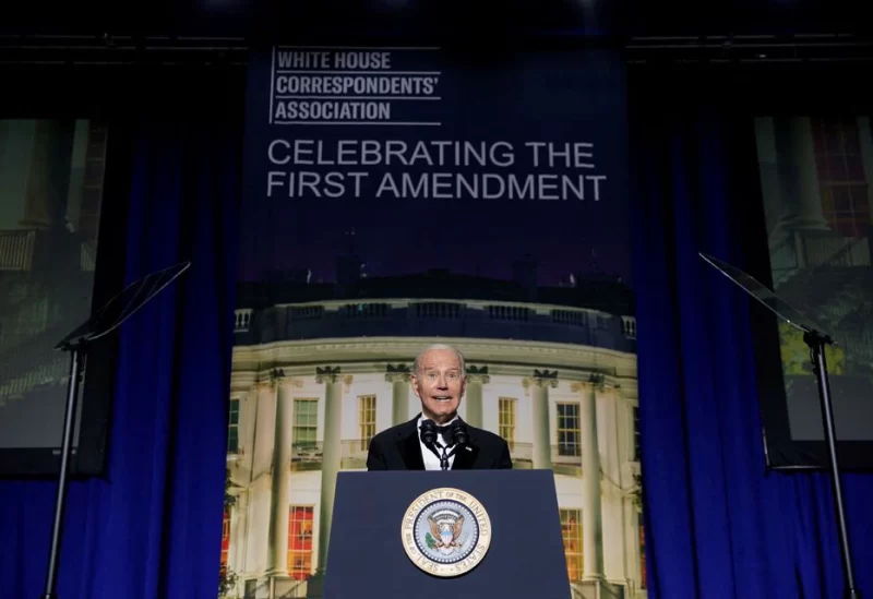 U.S. President Joe Biden addresses the annual White House Correspondents Association Dinner in Washington, U.S., April 29, 2023. REUTERS