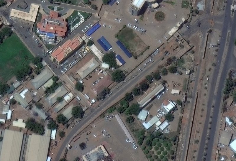 Satellite image shows military deployment in Khartoum, Sudan April 17, 2023, in this handout image. Courtesy of Maxar Technologies/Handout via REUTERS. THIS IMAGE HAS BEEN SUPPLIED BY A THIRD PARTY. NO RESALES. NO ARCHIVES. MANDATORY CREDIT. MUST NO OBSCURE LOGO