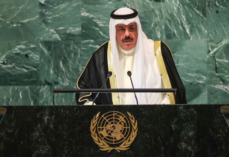 Sheikh Ahmad Nawaf Al-Ahmad Al-Sabah, Prime Minister of Kuwait, addresses the 77th Session of the United Nations General Assembly at U.N. Headquarters in New York City, U.S., September 22, 2022. REUTERS/David 'Dee' Delgado