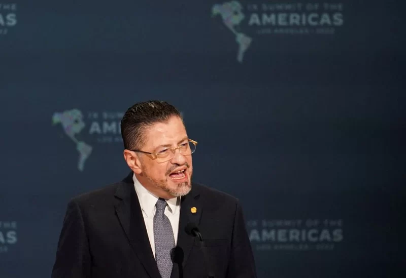 Costa Rica's President Rodrigo Chaves speaks during the Leaders' Second Plenary Session during the Ninth Summit of the Americas in Los Angeles, California, U.S., June 10, 2022. REUTERS