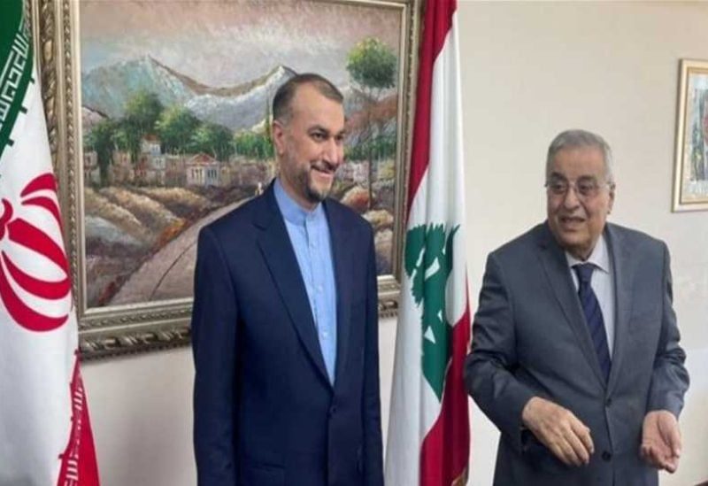 Lebanese Minister Abdallah Bou Habib and his Iranian counterpart, Hussein Amir Abdullahian