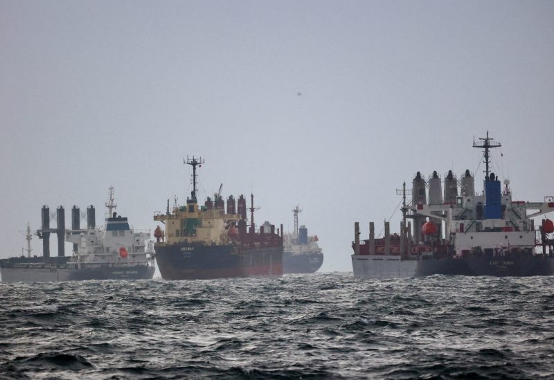 Vessels are seen as they wait for inspection under United Nation's Black Sea Grain Initiative in the southern anchorage of the Bosphorus in Istanbul, Turkey December 11, 2022. REUTERS/Yoruk Isik//File Photo