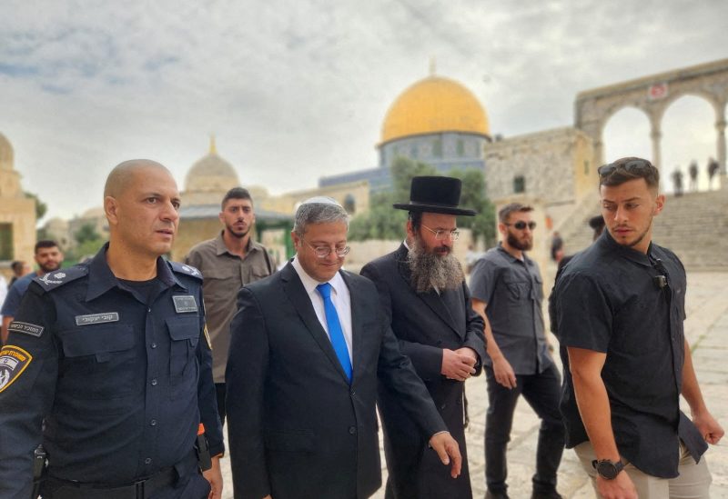Israeli National Security Minister Itamar Ben-Gvir visits Al-Aqsa compound also known to Jews as the Temple Mount in Jerusalem's Old City May 21, 2023. Minhelet Har-Habait, Temple Mount Administration/Handout via REUTERS