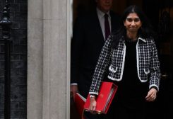 Britain's Home Secretary Suella Braverman leaves after a cabinet meeting at 10 Downing Street in central London on April 18, 2023. (Photo by Daniel LEAL / AFP)