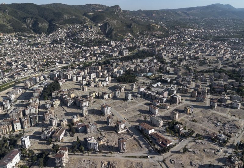 A photo taken with a drone shows a view of the city center after some wreckage were cleaned in Hatay, Turkey, 04 May 2023. (EPA)