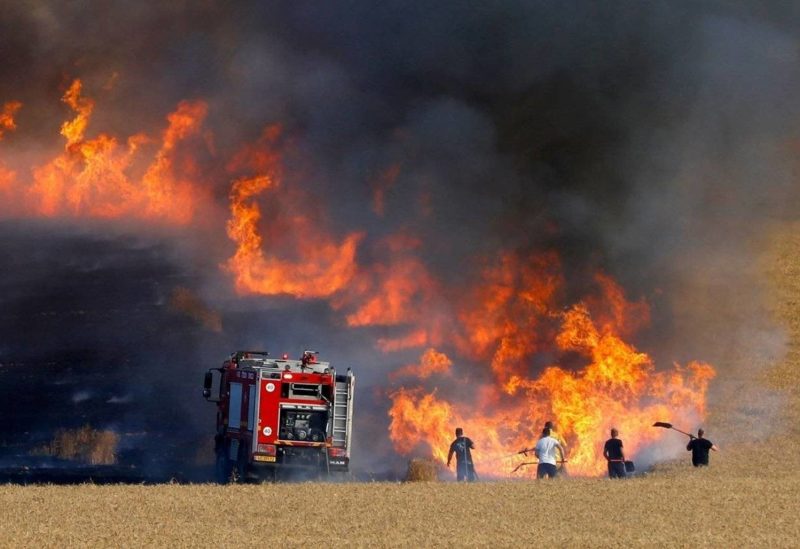 A widely circulated image on social media depicts a fire in an Iraqi wheat field.
