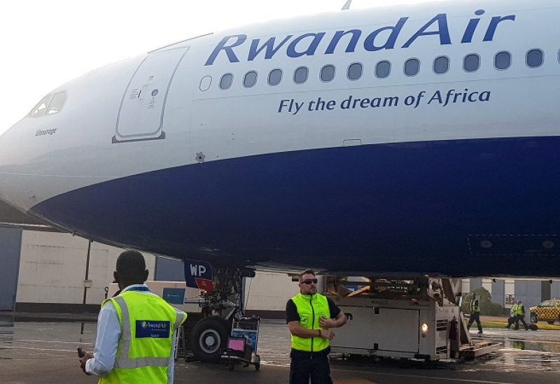 FILE PHOTO: A Rwandair plane is seen at the Kanombe, Kigali International Airport in Kigali, Rwanda January 12, 2020. REUTERS/Clement Uwiringiyimana/File Photo